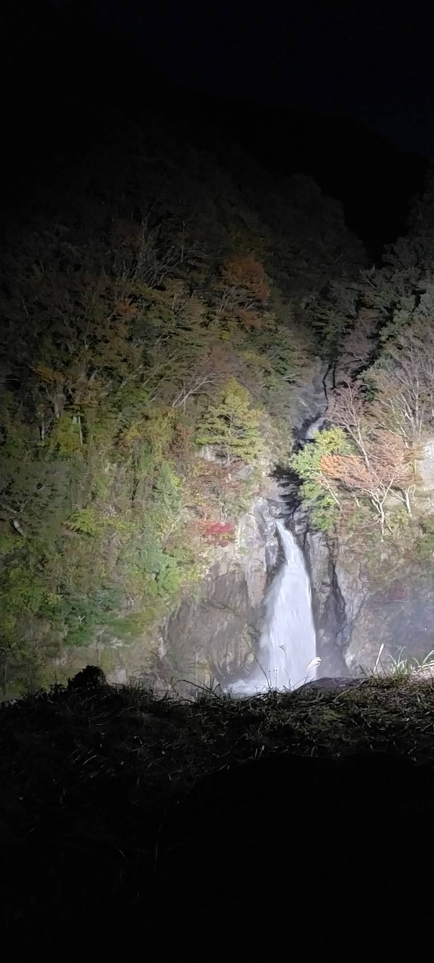 赤水の滝ライトアップ2021年11月8日撮影